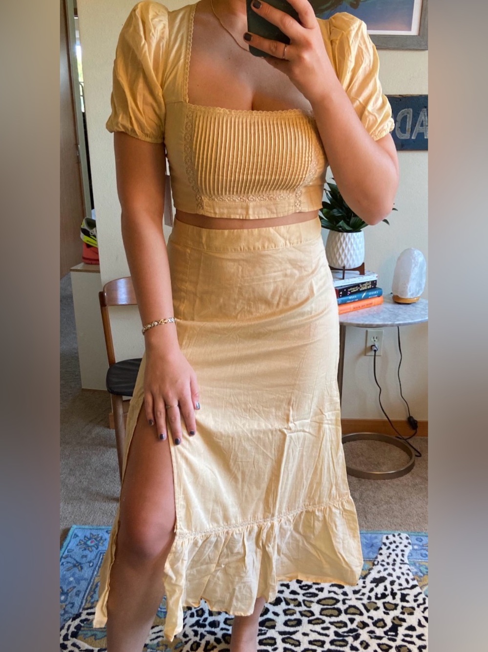 Reformation Yellow Maxi Skirt with Side Slit